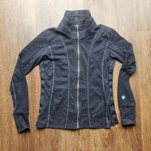 Kuhl Women's Black Blue Kember 100% Organic Cotton Jacket Size M Heart